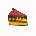 Detail of PVC chocolate cake charm with red cherry for garden shoes decoration - Chocolate Cake Style(20)