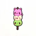 Close-up of cute 3-color PVC cat dango food charms for clogs and garden shoe accessories - Cat Dango Style(17)