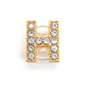 Golden alloy letter H shoe charm with sparkling rhinestones for stylish footwear - Letter H