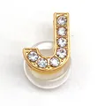 Golden letter J shoe charm pendant with sparkling rhinestones for personalized fashion decor - Letter J