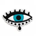 Μακροσκοπική όψη μπλε evil eye διακοσμητικά παπουτσιών PVC με λεπτομέρεια δακρύου - Μάτι με Βλεφαρίδες και Δάκρυ (2)