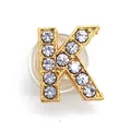 Letter K gold-plated metal shoe charm with sparkling crystals for clogs and sandals - Letter K