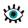 Λεπτομέρεια του μπλε Evil Eye διακοσμητικού για σαμπό με βλεφαρίδες και λείες άκρες - Μάτι με Οκτώ Βλεφαρίδες (3)