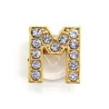 Golden alloy letter M charm for clogs featuring sparkling crystal rhinestone inlay - Letter M