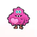Cute pink monster PVC shoe charm with big eyes for Valentine's Day garden clogs - Fuzzy Magenta Monster (2)