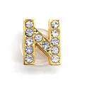Golden alloy letter N charm for shoes featuring sparkling white rhinestones and secure clasp - Letter N