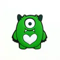 Green one-eyed monster shoe charm with heart pattern for DIY garden clogs decoration - One-eyed Green Monster (3)