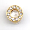 Golden alloy alphabet charm with rhinestones for DIY hole shoe decoration - Letter O
