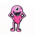 Cute pink one-eyed monster charm with heart for PVC garden shoes decoration - Pink One-eyed Monster Holding Heart (4)