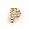Golden letter P shoe charm for clogs with sparkling rhinestones and secure back - Letter P