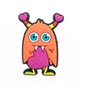 Cute orange monster shoe charm for Crocs with pink heart antennae and magenta heart detail - Orange Monster with Heart Antennas (5)