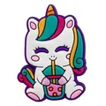 Ciondolo per scarpe a forma di unicorno colorato che beve bubble tea per zoccoli - Stile Unicorno Tè al Latte (1)
