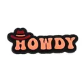 Pink HOWDY letters with red cowboy hat PVC shoe charm for clogs and sandals - Pink HOWDY and Cowboy Hat