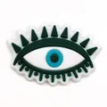 Πράσινο Evil Eye διακοσμητικό για clogs, χειροποίητο PVC αξεσουάρ με βλεφαρίδες - Μάτι με Βλεφαρίδες και Διακοσμητικές Τελείες (4)