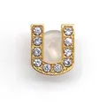 Golden alloy letter U charm with sparkling rhinestones for DIY shoe decoration - Letter U