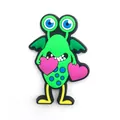 Cute green monster shoe charm with pink hearts for Valentine garden clogs decoration - Flying Green Monster with Hearts (8)