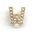 Golden letter W shoe charm with sparkling crystals for stylish footwear decoration - Letter W