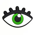Groene evil eye schoenbedeltje voor klompen met wimpers van zacht PVC materiaal - Cartoon Groene Oog Vorm (7)