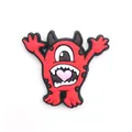 Red one-eyed cartoon monster shoe charm with heart detail for clog decoration - Big Mouth Red Monster with Heart (10)
