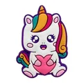 Ciondolo per scarpe a forma di unicorno in PVC con criniera colorata e cuore rosa - Stile Unicorno Cuore (3)