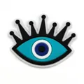 Blauwe Evil Eye schoenbedeltje met zwarte kroon voor DIY clogs decoratie - Kroon Boze Oog Stijl (8)