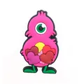 Cute pink one-eyed monster charm with colorful hearts for garden clogs and DIY shoes - Pink One-eyed Monster Hugging Hearts (11)