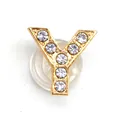Golden alloy shoe charm with letter Y shape and white rhinestones for DIY clogs - Letter Y