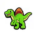 Grüner PVC Dinosaurier Schuhanhänger im Cartoon-Spinosaurus Design für Clogs - Grün-Roter Spinosaurus (6)