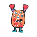 Cute orange cartoon monster shoe charm with heart antennas for clogs and garden shoes - Multi-eyed Orange Monster (12)