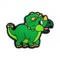 Grüner und gelber Triceratops Dinosaurier Schuhanhänger aus weichem PVC für Clogs - Smaragdgrüner Triceratops (8)