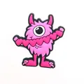 Pink cartoon monster PVC shoe charm with hearts for clogs and garden sandals - Pink Monster with String of Hearts (13)