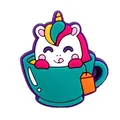 Charm per scarpe in PVC con unicorno in tazza da tè e criniera arcobaleno - Unicorno nella Tazza da Tè (9)