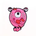 Pink cartoon monster shoe charm for Crocs with red heart and bow DIY decoration - Pink Mike Style Monster with Heart (14)