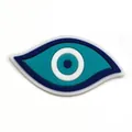 Blauwe Evil Eye PVC schoenbedel voor klompen met gedetailleerd laagjesdesign - Gelaagde Gestapelde Boze Oog (12)