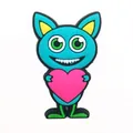 Blue cartoon monster shoe charm with pink heart for garden clogs decoration - Blue Banban Style Monster (18)