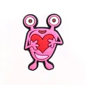Pink cartoon monster PVC shoe charm holding a red heart for Valentine's garden shoes - Smiling Pink Monster with Heart (19)