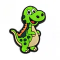 Cartoon Dinosaurier Schuhclip aus PVC in Grün mit orangen Zacken für Clogs und Gartenclogs - Grüner Gepunkteter Dinosaurier (15)