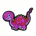 Lila Dinosaurier PVC Schuhschmuck für Clogs mit roten Punkten und gelben Flossen - Violetter Spinosaurus (19)
