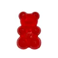 Detail of a red translucent gummy bear charm for garden shoe DIY decoration - Red