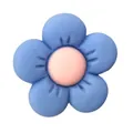 Close-up of resin flower shoe charms with blue petals and a pink core for DIY clogs - Blue
