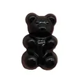 Detail of a shiny black resin bear shoe charm with rainbow glitter logo for garden clogs - Black