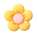 DIY resin flower charm for garden shoes in vibrant yellow with soft pink center finish - Yellow