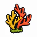 Charm en PVC en forme de corail pour sabots avec branches jaunes et orange en relief - Style Corail Jaune Orange