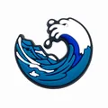 Breloque en PVC pour sabots avec design classique de grande vague bleue et de vagues - Style Vague