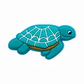 Breloque de chaussure tortue cyan en PVC souple pour sandales à trous - Style Tortue