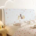 Padded headboard cover in cream fabric featuring cute cartoon dog prints and WOOF text - Length 120cm / Dog World A Square
