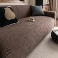 Copridivano elastico marrone scuro con motivo jacquard geometrico e trama premium - Posto Singolo / caffè