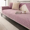 Copridivano moderno in flanella malva con trapuntatura esagonale e cuscino abbinato - 70x70 / Rosa