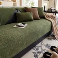 Funda de sofá de chenilla verde bosque con textura 3D y borde negro de estilo nórdico - 70cmx120cm / Verde