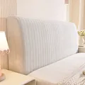 Minimalist cream white elastic ribbed headboard cover with modern vertical texture - L260*H80*T5-28cm / Light Gray